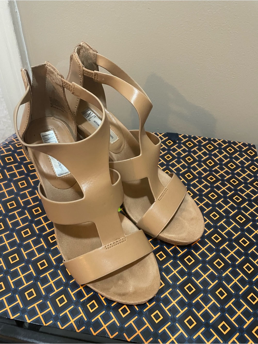 INC International Concepts Tan Strappy Cutout Sandals - Picture 2 of 5